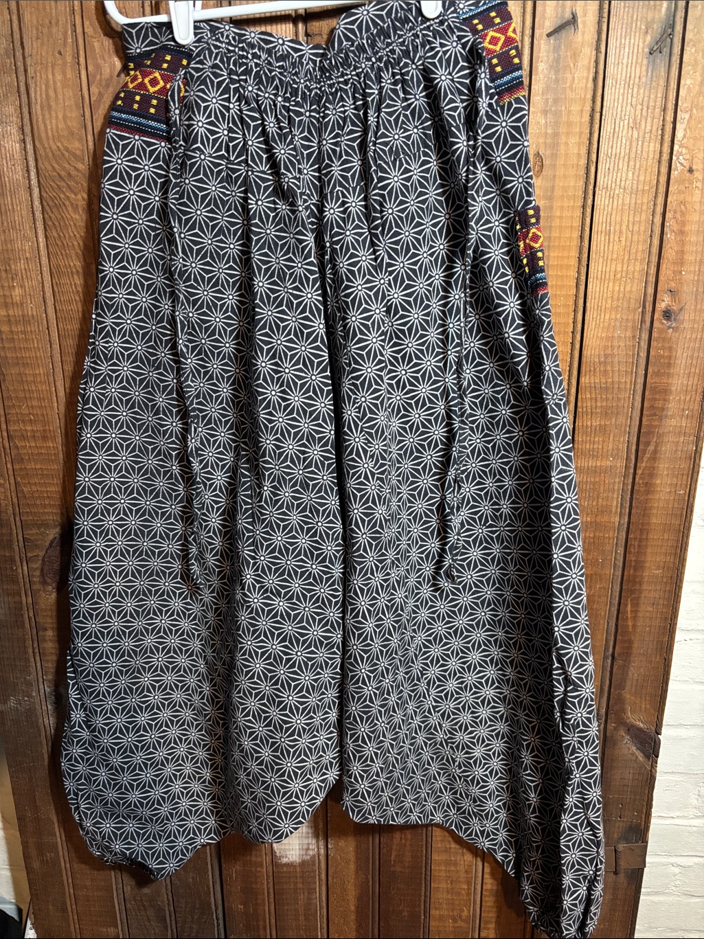 Boho Harem Black & White Elastic Waist Pants